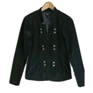 Du Jour Velour Blazer  Womens Small Green Satin Lined Gold Buttons Military
